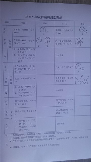 林南小学花样跳绳级别图解