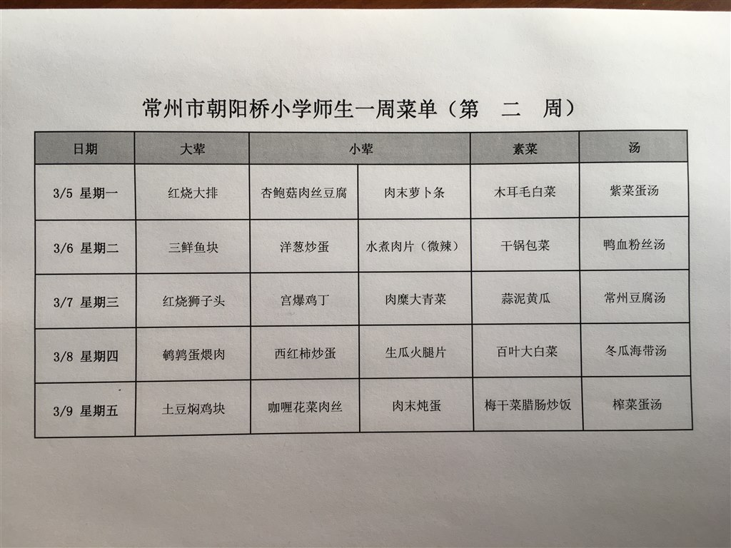 2018朝阳桥小学师生第二周菜单 .JPG