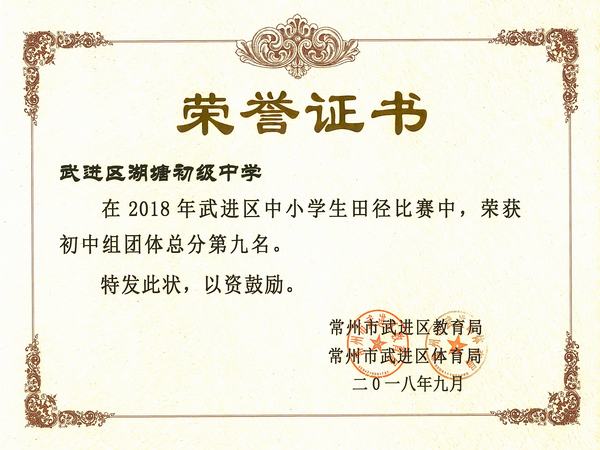 2018.9.30.2018年区中小学生田径比赛初中组团体总分第九名.jpg
