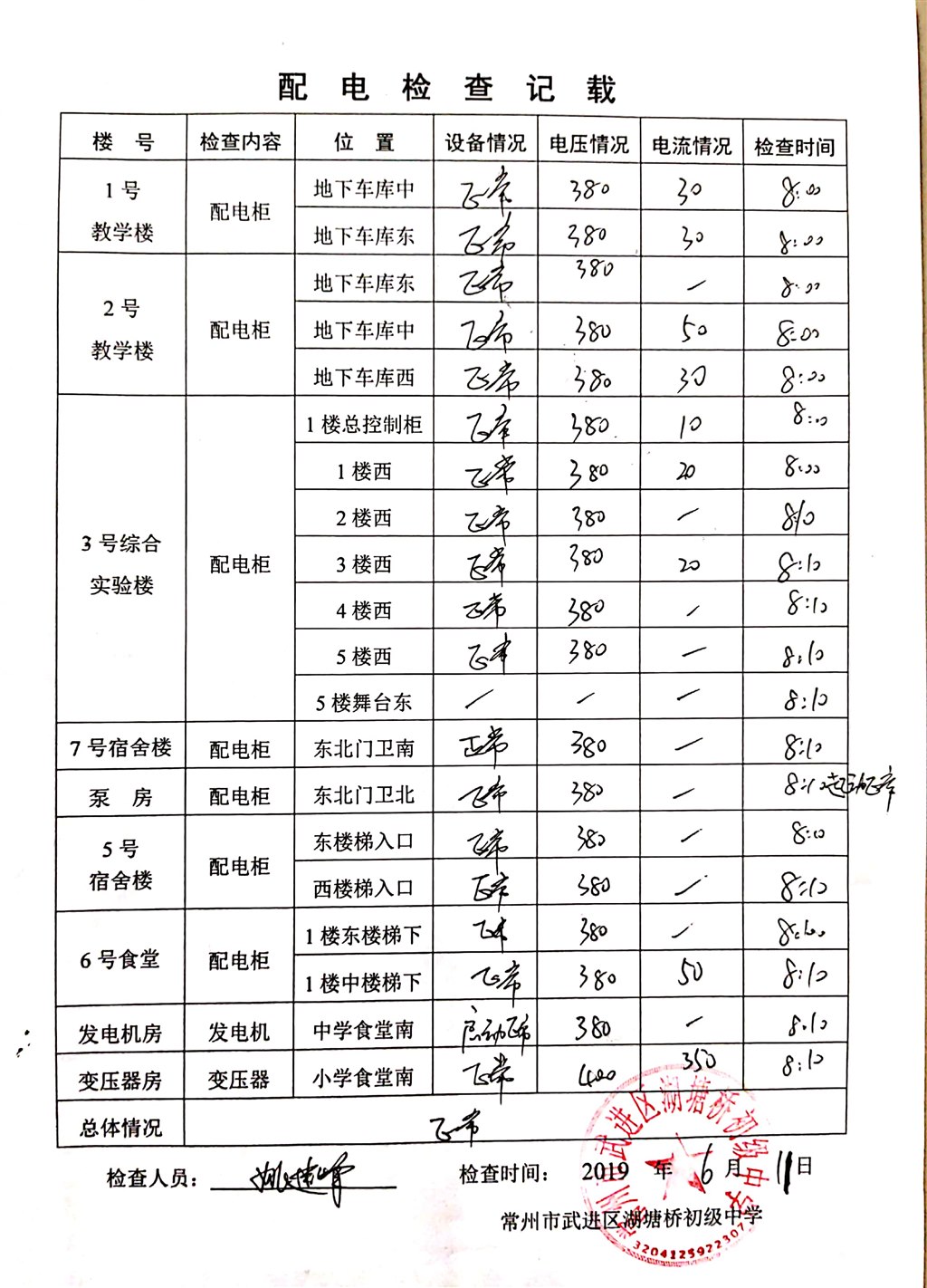 2019年6月配电检查记载（湖塘桥初级中学）.jpg
