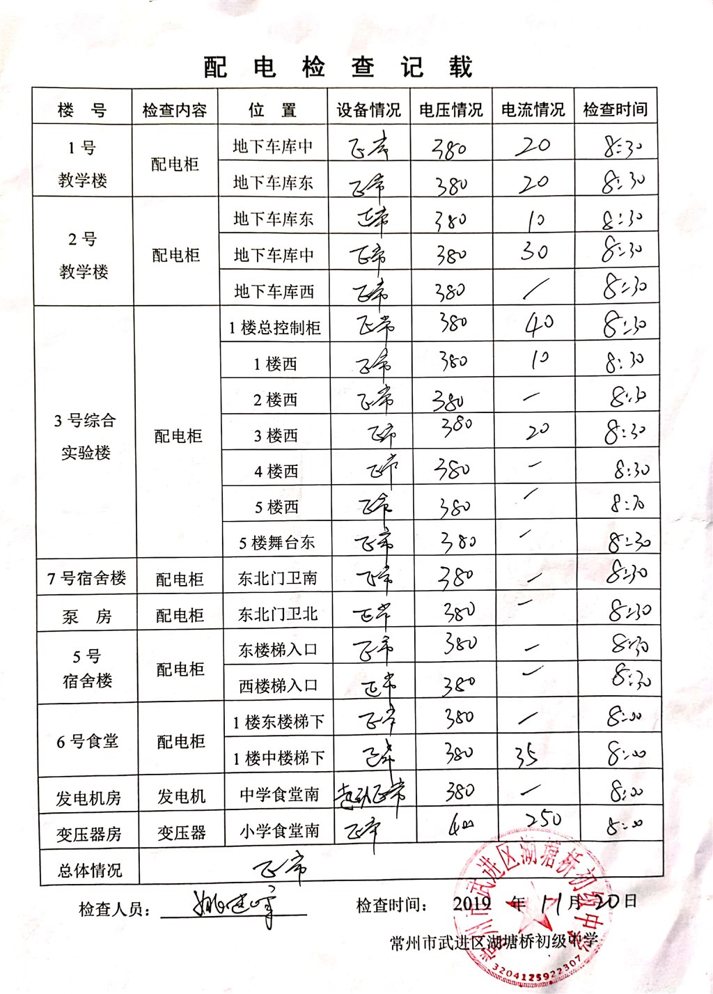 2019年11月配电检查记载（湖塘桥初级中学）.jpg