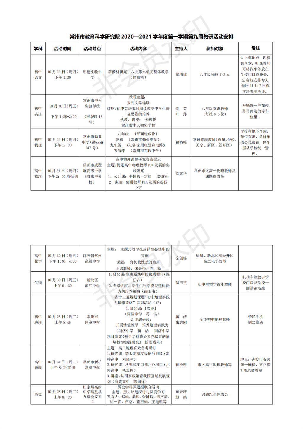 常州市教育科学研究院2020—2021学年度第一学期第九周教研活动安排_0.png