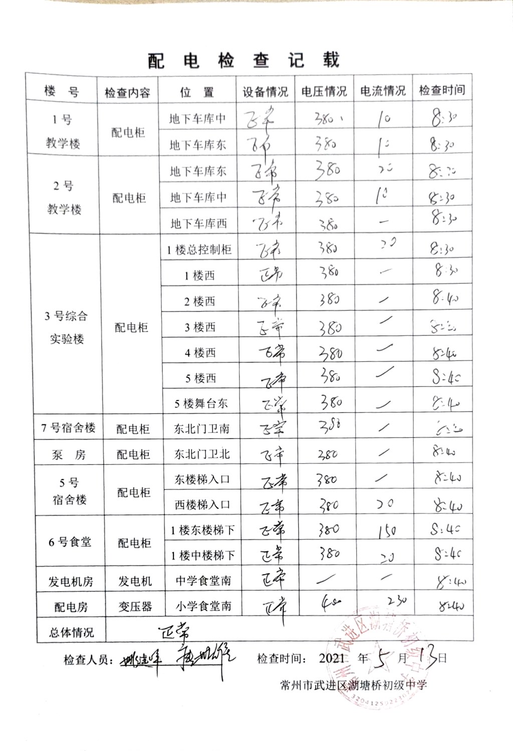 2021年5月配电检查记载（湖塘桥初级中学）.jpg
