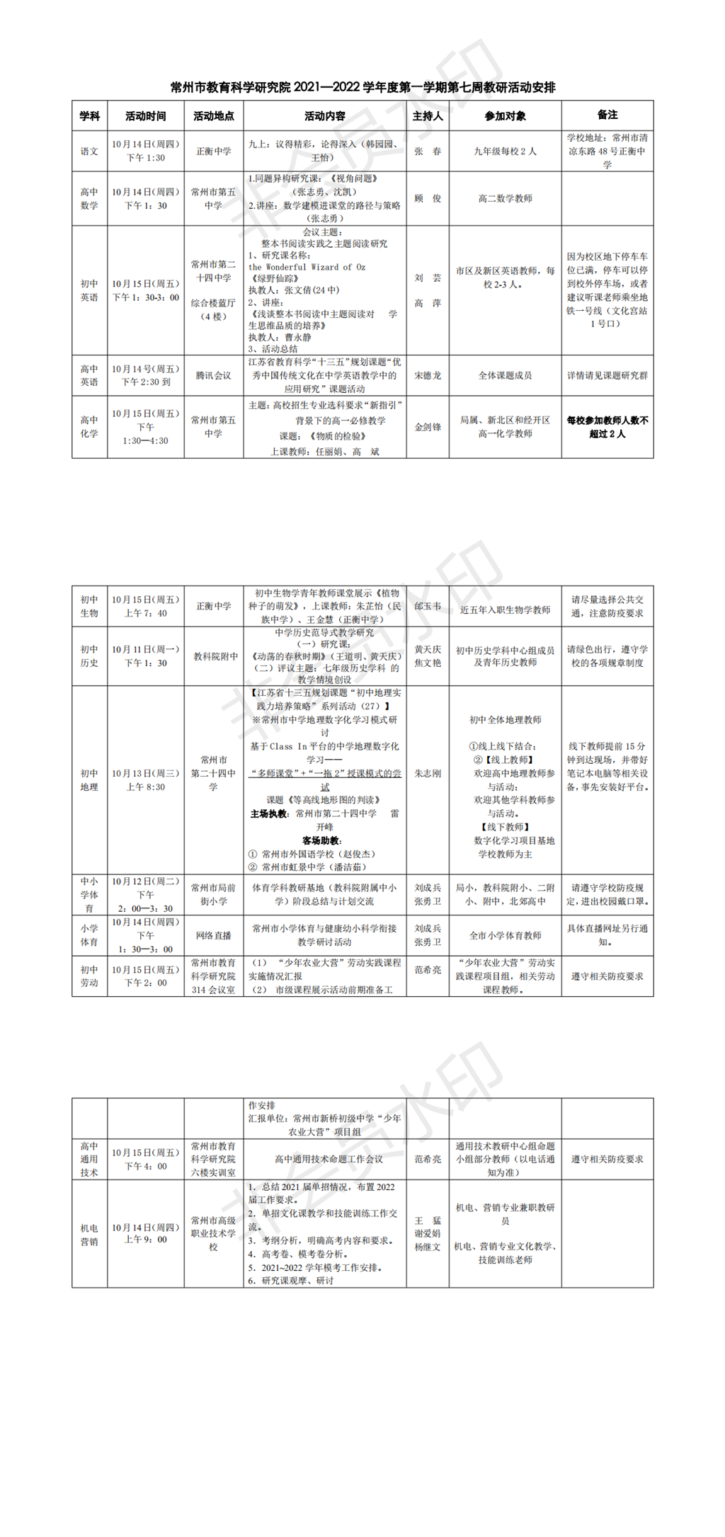 常州市教育科学研究院2021—2022学年度第一学期第七周教研活动安排_0.png