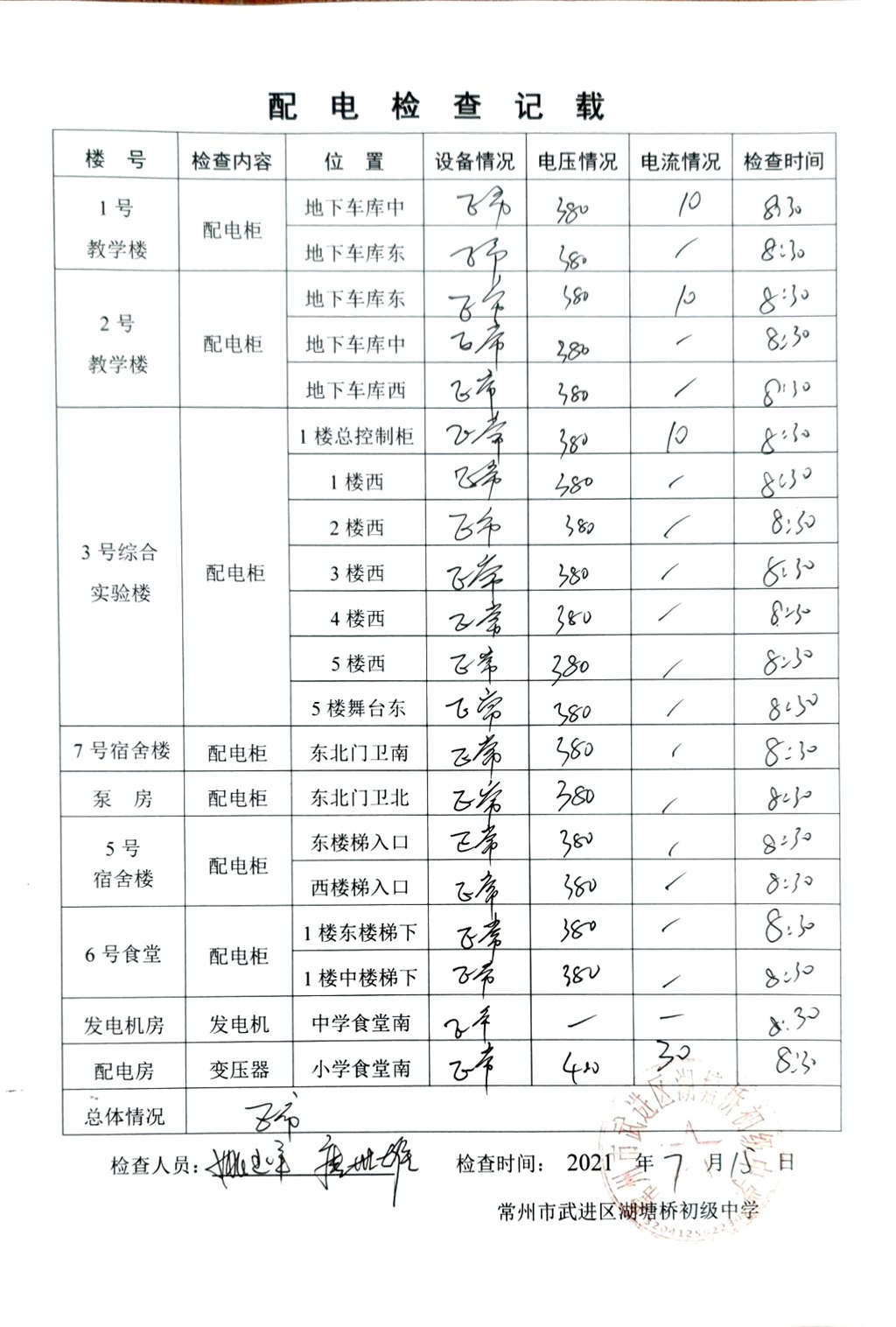 2021年7月配电检查记载（湖塘桥初级中学）.jpg