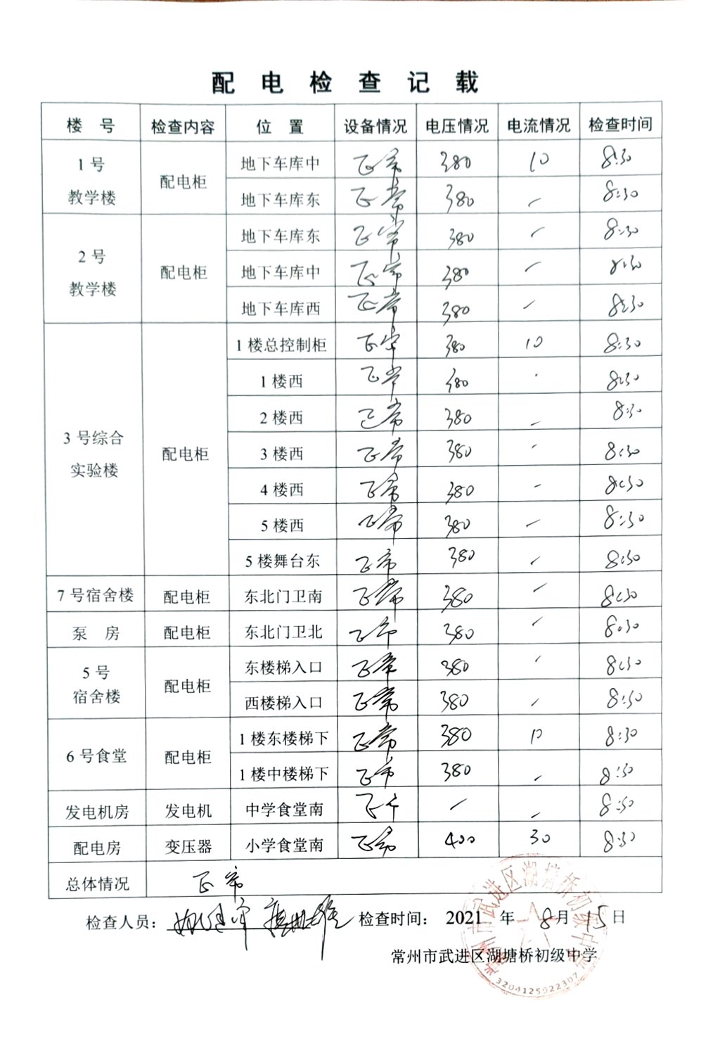 2021年8月配电检查记载（湖塘桥初级中学）.jpg