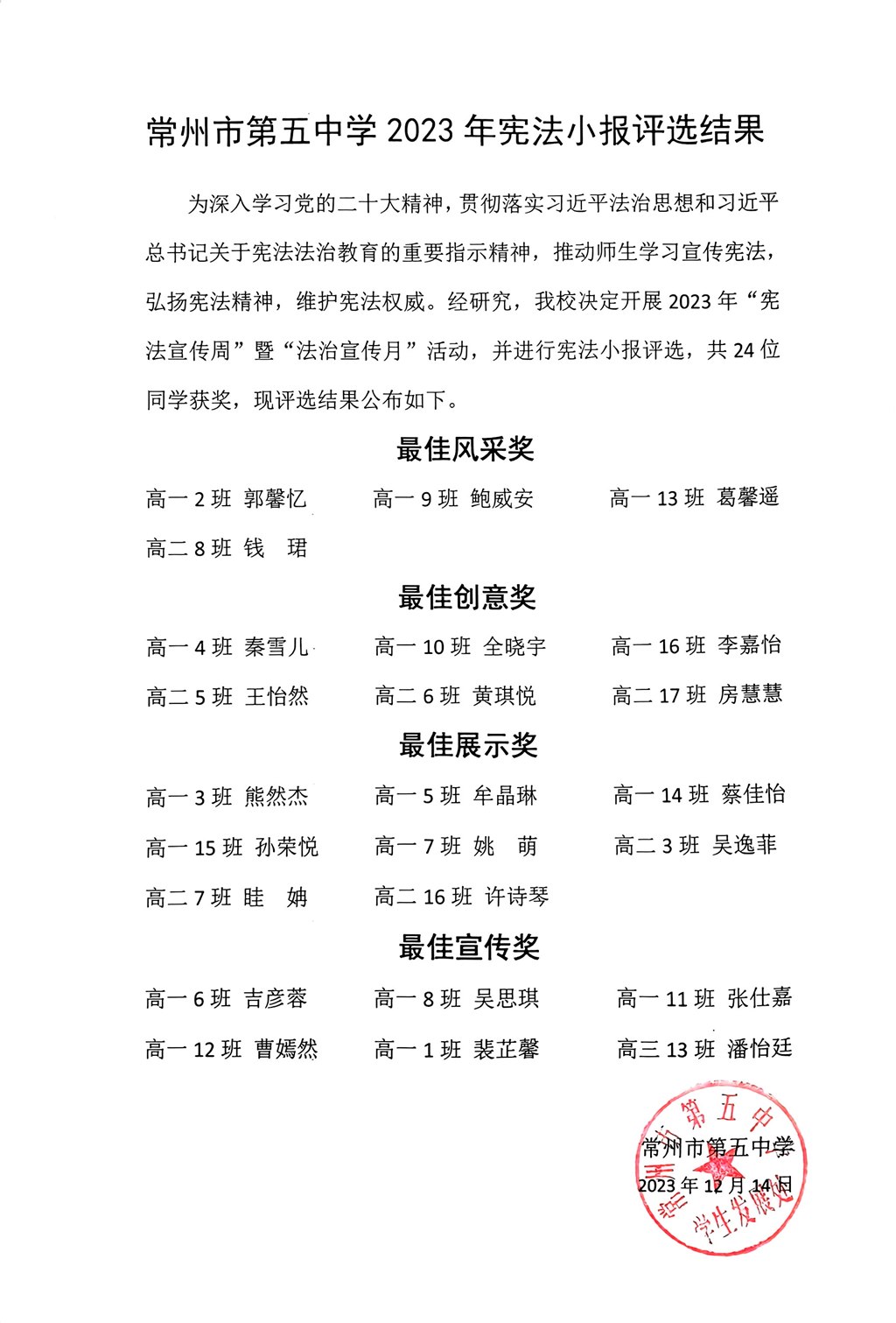 常州市第五中学2023年宪法小报评选结果.jpg