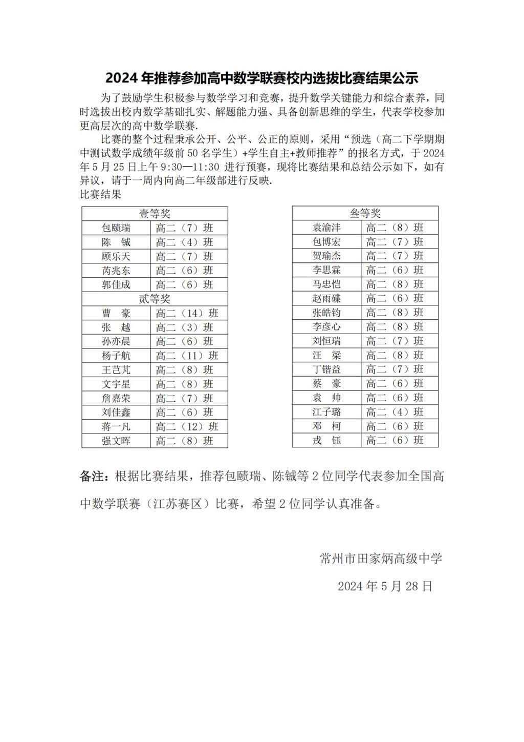 2024年推荐参加高中数学联赛校内选拔比赛结果公示_00.jpg