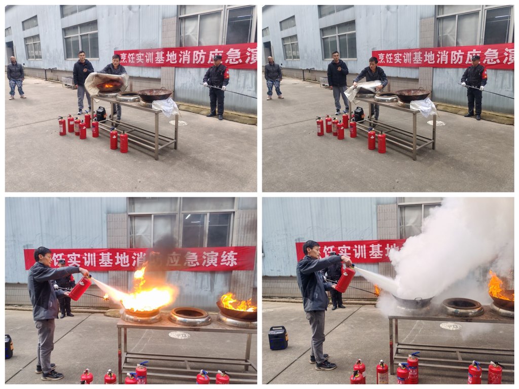 后勤保障人员演示灭火器材的使用.jpg